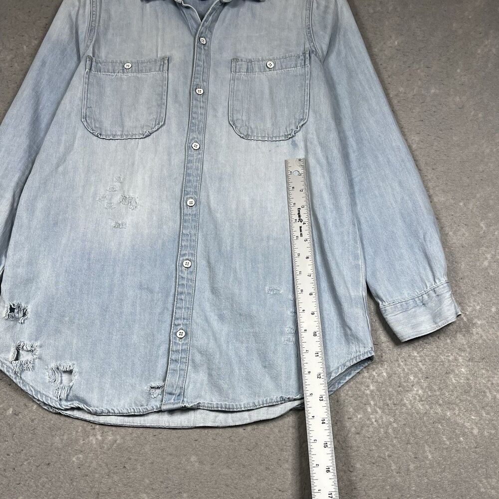 Lucky Brand Shirt Button Down Size XS Blue Utility Military Minimalist Neutral - Picture 13 of 14